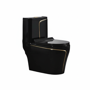 Inodoro alargado negro moderno de lujo con asiento de Control remoto Drenaje de trampa en S para baños domésticos inteligentes Suministro al por mayor - Product Image 2