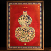 Tableau suspendu Hulu en laiton et bois massif, style chinois, mobile, taille personnalisable, artisanat métallique, design abstrait pour entrée et salon