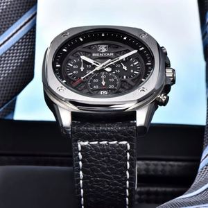 2025 New BENYAR Retro Leather <b>Watch</b> Sports Quartz <b>Watch</b> Luminous Skeleton Waterproof Multifunctional <b>Watches</b> for Man - Product Image 2