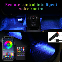 JYGD 48/72 LED Bandes Lumineuses d'Intérieur de Voiture, Ambiance Néon Lumineuse au Sol Décorative avec Musique pour un Éclairage Intérieur Automobile Personnalisé