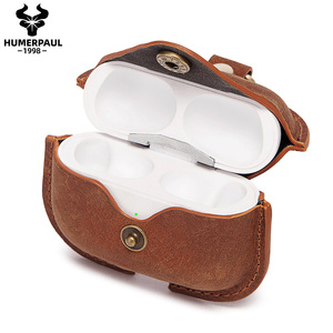 HUMERPAUL de lujo de cuero de caballo loco airpods caso para Apple aire vainas pro inalámbrica diente azul cubierta protectora auricular mangas - Product Image 2