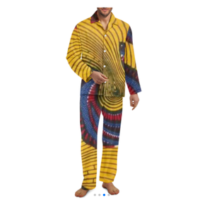 Custom Pattern <strong>Men's</strong> <strong>Tall</strong> Size Woven Plain Weave 2-Piece <strong>Pajama</strong> Set, Pockets, Button Closure Low MOQ Fashion <strong>Mens</strong> Sleepwear Set - Product Image 2