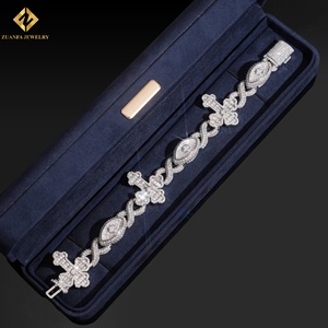 Precio de fábrica: Cadena cubana de plata S925 con moissanita brillante, estilo rap, chapada en rodio, pulsera con ojos. - Product Image 1