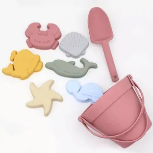 Sécurité plage jouets de plein air seau ensemble jouets enfants enfants plage seau bêche ensemble Silicone seau plage ensemble