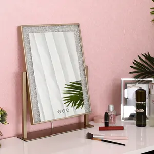 High quality Factory Wholesale Hollywood Style Desktop Square Lighted Makeup Mirror With LED Beauty Mirror light