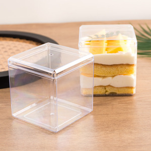 Récipient de stockage en plastique recyclé transparent-Petite boîte écologique carrée avec <span class=keywords><strong>couvercle</strong></span> - Product Image 2