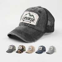 Gorra de béisbol de algodón de 5 paneles de alta calidad, diseño personalizado, al por mayor, estilo hip hop, para correr, con malla lavada, bordada, vintage y desgastada.
