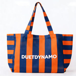 Custom Striped Cotton <strong>Canvas</strong> <strong>Tote</strong> <strong>Bag</strong> with Long Strap <strong>Large</strong> Size Orange Blue Printed <strong>Canvas</strong> Shopping <strong>Tote</strong> <strong>Bag</strong> with Overall Print - Product Image 1