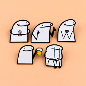 Bier Figuur Eenvoudige Tekening Karakters Emaille Pinnen Cartoon Eenvoudige Vereenvoudigde Figuren Met Bier Broches Reversspeld Badge - Product Image 2