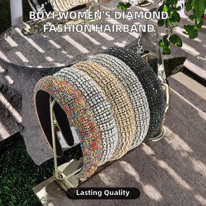 ที่คาดผมแฟชั่นงานปาร์ตี้สำหรับผู้หญิง ผ้าประดับเพชรเต็มผืน คุณภาพสูง กว้าง 12 ซม. - Product Image 2