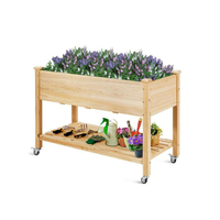 Grandes jardinières surélevées en bois avec roues, bac de plantation, étagère de rangement verrouillable pour jardin, cour, patio, balcon, centre commercial