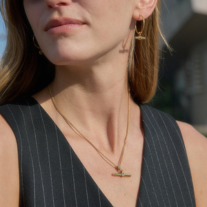 Ensemble de bijoux en acier inoxydable avec zircon, collier, bracelet et boucles d'oreilles géométriques pour femmes - Product Image 3