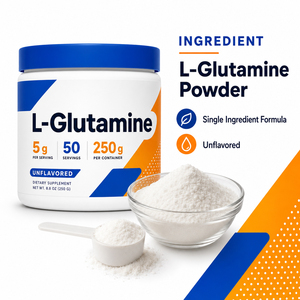 Poudre de L-Glutamine de Qualité Alimentaire Premium Personnalisée OEM/ODM Marque Privée Sans Produits Laitiers 250g Personnalisable Certifiée GMP Nourrissante - Product Image 2