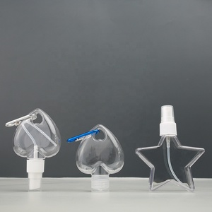 LZ Stock 100PCS Botella de Gel Desinfectante de Manos Transparente de PETG con Forma de Corazón de 50 ml, Soporte para Desinfectante de Manos con Llavero, Botella de Spray de Alcohol - Product Image 1
