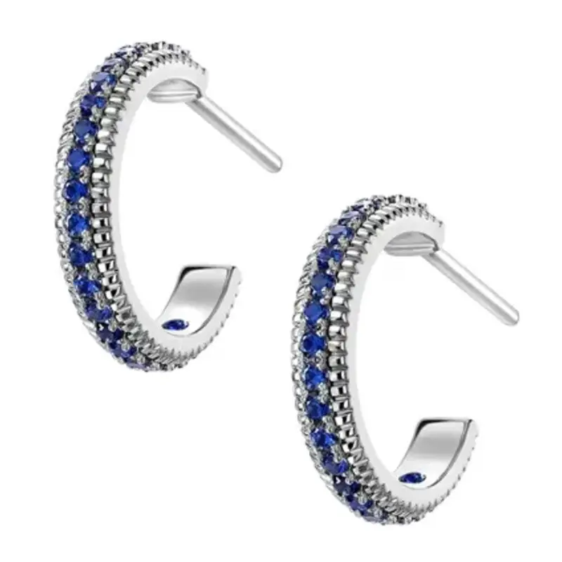 CAOSHI 925 посеребренные винтажные модные серьги-гвоздики в форме с круглые минималистичные Синие стразы CZ полуобруч, ушное кольцо для женщин