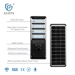 GCOTS Détecteur de mouvement radar étanche IP65 20W 30W 40W 50W Lampadaire solaire tout-en-un SL-AIO-QTZ - Product Image 1