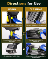 Brosse de nettoyage électrique sans fil rechargeable pour barbecue, brosse rotative en acier inoxydable, nettoyeur de barbecue puissant, qualité alimentaire, OEM