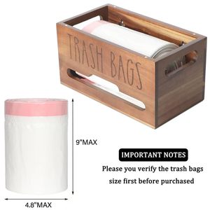 Boîte de rangement pour sacs poubelles en bois, montage mural, organisateur de cuisine en bois massif, distributeur coulissant - Product Image 2