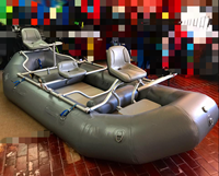 Precio Económico Balsa Inflable Autovaciante de PVC con Drop Stitch para 3 Personas, para Remo o Pesca con Mosca en Río, con Marco de Aluminio