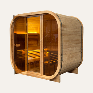 Hachillspa Sauna en cube extérieur traditionnel sur mesure Porte en verre pleine longueur Toit en <span class=keywords><strong>bardeau</strong></span> de qualité supérieure Capacité de 4 à 6 personnes - Product Image 2