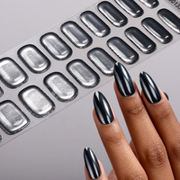 Autocollants pour ongles à presser de qualité salon, personnalisables, design brillant métallique, vernis gel, enveloppes pour ongles, lampe UV, gel semi-durci, bandes pour ongles