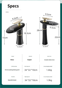 Grifo <span class=keywords><strong>de</strong></span> <span class=keywords><strong>lavabo</strong></span> <span class=keywords><strong>de</strong></span> <span class=keywords><strong>cascada</strong></span> <span class=keywords><strong>de</strong></span> un solo orificio <span class=keywords><strong>de</strong></span> lujo ligero en negro, blanco y dorado, <span class=keywords><strong>de</strong></span> cobre, para agua fría y caliente, para el hogar - Product Image 6