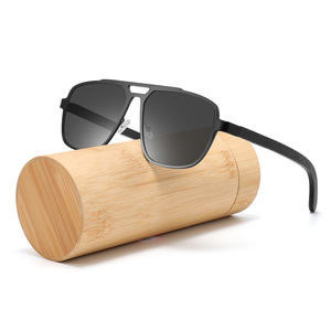 2025 nouvelle mode haute qualité lunettes de soleil en bambou polarisées à la main UV400 lentille lunettes de soleil en gris et or cadres pour hommes - Product Image 6