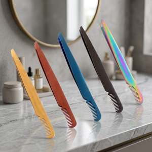 Juego de Pinzas para Cejas de Acero Inoxidable con Punta Puntiaguda, Duraderas, Estilo Moderno, con Función de Peine - Product Image 4