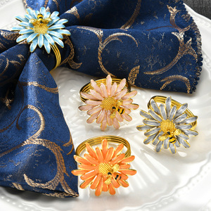 Porte-serviettes de mariage de luxe en alliage métallique, papillon de Noël, abeille, table en bois, argent, bois, acrylique, rotin, restaurant - Product Image 4