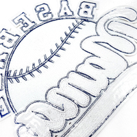 Patch à sequins Baseball Mama, broderie à paillettes lettres rouges sur fond blanc argenté, applique couleur équipe pour veste en jean