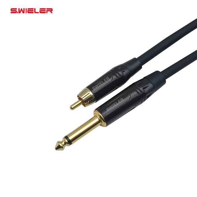 Custom Cable Audio 6.35 Via Rca Ofc Pure Copper Low Noisy Rca to 6.35 Jack Audio Cable Rca to 6.35mm Cable for Mixer Speaker