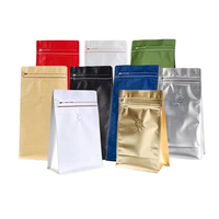 Sachet de café en gros à fond carré avec valve, doré/argenté, qualité alimentaire, anti-humidité, en Mylar, réutilisable, avec fermeture Ziplock, pour aliments pour animaux et thé