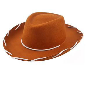 Chapeau de protection solaire d'extérieur vintage pour homme Chapeau en jean western unisexe Chapeau de cowboy en <span class=keywords><strong>feutre</strong></span> marron rouge réglable pour enfants - Product Image 4