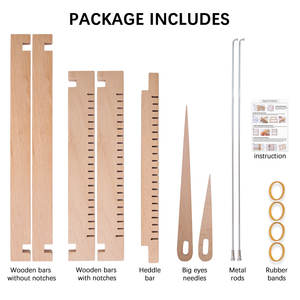 <span class=keywords><strong>Métier</strong></span> <span class=keywords><strong>à</strong></span> <span class=keywords><strong>tisser</strong></span> portable <span class=keywords><strong>en</strong></span> <span class=keywords><strong>bois</strong></span> massif, personnalisable, pour débutants et enfants, avec deux aiguilles et tiges métalliques, idéal pour le bricolage. - Product Image 2