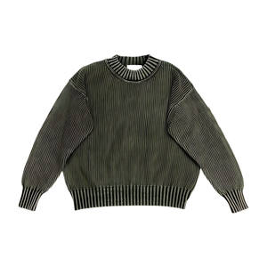 Maglione Casual da Uomo Personalizzato Lavaggio Vintage Oversize Girocollo in 100% Cotone Lavorato a <span class=keywords><strong>Maglia</strong></span> - Product Image 1