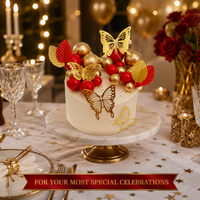 Kit de 28 décorations 3D multicolores en forme de papillon et de feuille pour gâteaux, ensemble de décoration métallique pour anniversaires et mariages