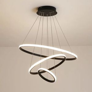 Lampadario Moderno in Alluminio Dorato con 360 LED Bianco Caldo per Soggiorno e Hotel, Design a Sospensione Circolare a 3 Anelli - Product Image 3