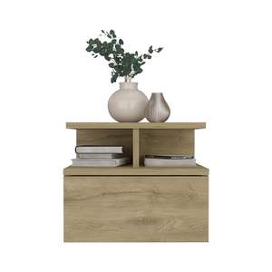 Seward Floating Nightstand by DB Depot Macadamia Wood Panel Wall Mounted Single <b>Drawer</b> 2-Tier <b>Shelf</b> Assembled for Apartment Use - Product Image 5