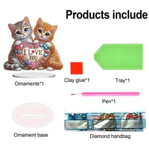 Handpainted Animal Subject Acrylic Love Cats 5D DIY <strong>Hobby</strong> <strong>Craft</strong> Ornament - Product Image 3