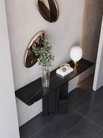 Table de console en métal de luxe léger et moderne avec plateau en dalle de roche pour couloir, maison, hôtel, mobilier nordique