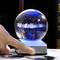 Boule de cristal gravée au laser 3D avec base lumineuse LED, motif personnalisé, cadeau de Noël, ensemble de veilleuses en cristal