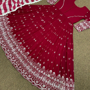 ชุดเดรสทำงาน9มม. พร้อมพิมพ์ Dupatta ชุดออกงานปาร์ตี้ดีไซน์ใหม่ปักลวดลายสวยงาม - Product Image 1