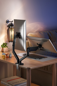 Support de bureau pour double <span class=keywords><strong>écran</strong></span> <span class=keywords><strong>articulé</strong></span> et réglable, idéal pour les professionnels de la technologie et les dentistes (profil <span class=keywords><strong>vertical</strong></span>) - Product Image 4