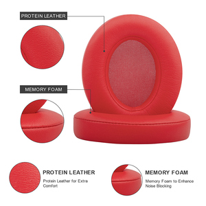 Coussinets d'oreille de couleur rouge en cuir protéiné souple, isolation phonique, <span class=keywords><strong>mousse</strong></span> à mémoire de forme, coussinets de remplacement <span class=keywords><strong>pour</strong></span> <span class=keywords><strong>casque</strong></span> Beat Studio - Product Image 3
