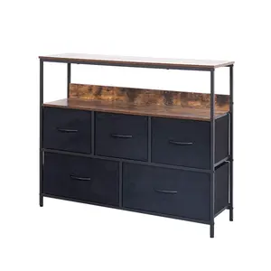 Op Maat Gemaakte Moderne Rustieke Stijl Dressoir 5 Lade Geweven Toren Vintage Ladekast