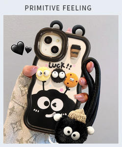 Fundas de teléfono compatibles con doble soporte 16 Pro para Apple para Huawei <span class=keywords><strong>Oppo</strong></span> para Xiaomi Vivo19 3D Coffee Coal Ball Figurita Lanyard Cover - Product Image 5