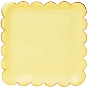 Modern Style Pastel Yellow Disposable Paper <b>Plates</b> with Gold Foil Scallop Edge Hot Selling for Thanksgiving & Ramadan Parties - Product Image 3