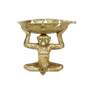 Decoración del hogar para interior artesanías de resina hechas a mano mono dorado frutero bandeja Placa de joyería para decoración capaz sala de estar - Product Image 1