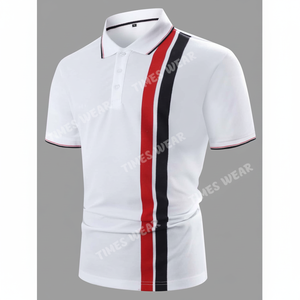 เสื้อโปโลลายขวางแขนสามส่วนสำหรับผู้ชาย - Product Image 1