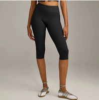 Pantalon court taille haute sans couture à taille élastique, moulant, sculptant et rehausseur de fessiers, pour le yoga, longueur mollet, absorption de la transpiration